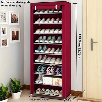 Multi Layer Dustproof Shoe Rack Organizer With Cover Foldable Plastic Shoe Storage Cabinet Durable Quality - 5 Layer