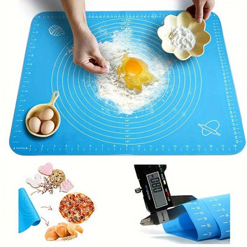 Silicone Baking Roti Mat With Measurements Heat Resistant | Non Stick Flour Rolling Mat | Baking Kneading Dough Pad (Random Color)
